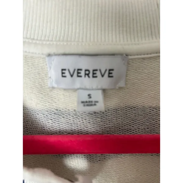 Evereve Womens Navy White Striped Henley Pullover Sweatshirt‎ Size S Small - Image 2