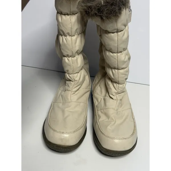 Totes Women's Winter Snow Boots Ivory Faux Fur Lining Double Buckle Zip Up 8 C-2 - Image 7