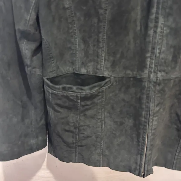 St. Johns Bay Womens XL Black Washable Suede Leather Full Zip Collared Jacket - Image 2