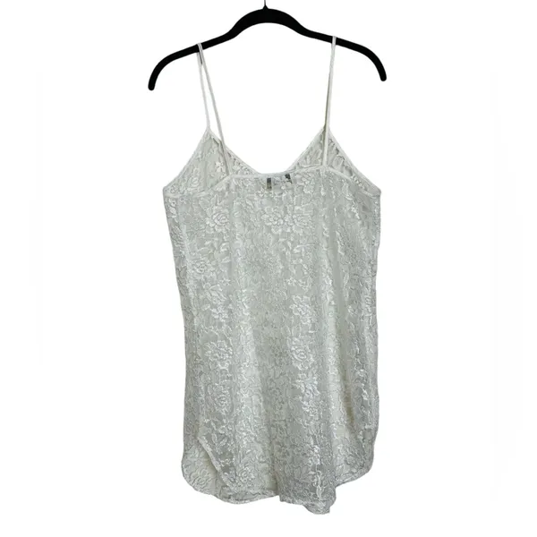 Vintage White Sheer Lace Mini Slip Dress 90s Romantic Cottage Fairycore - Image 9