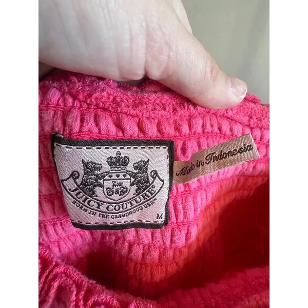 Juicy Couture Pink Smocked One Shoulder Terry Cloth Beach Cover‎ Up Dress M - Image 5