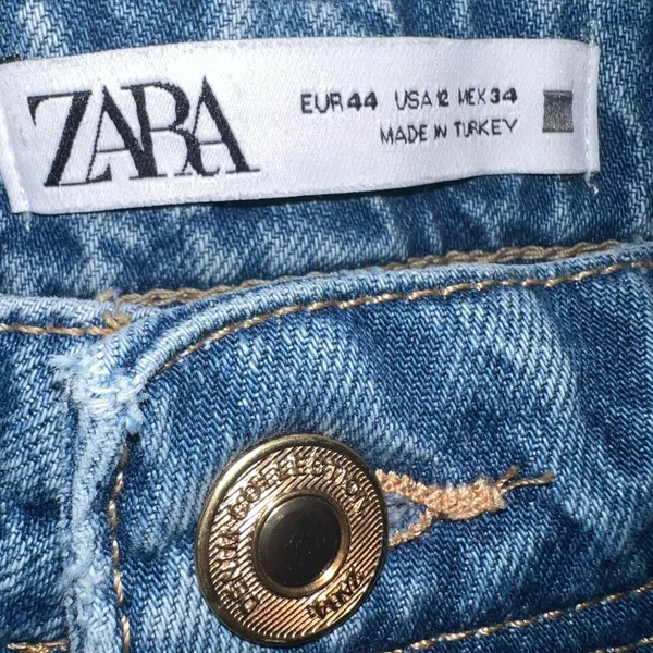 Zara Blue Flare Wide Leg Jeans‎ with Subtle Fading - Image 3