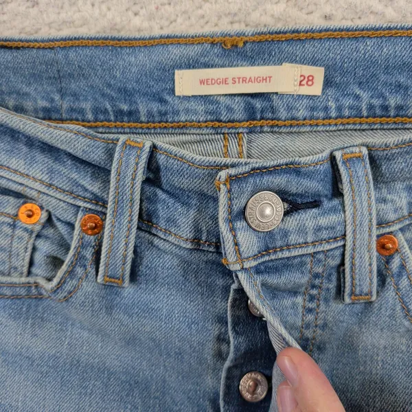 Levis Wedgie Straight High Rise Button Fly Blue Denim Jeans 28x28 34964-0263 - Image 3