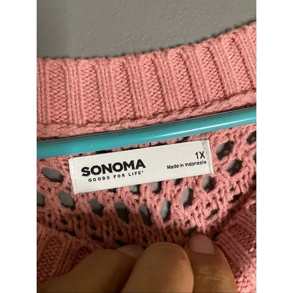 Sonoma Goods For Life Pjnk Crochet Elbow Length Sleeve Scoop Sweater1X NWOT - Image 6