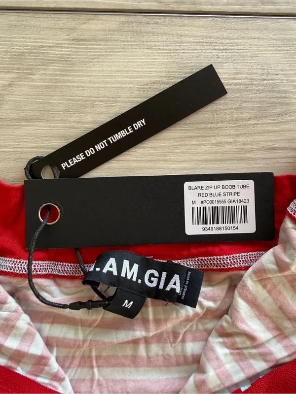 I AM GIA Blare Zip Up Boob Tube Top Red Medium NWT IN PACKAGE - Image 15