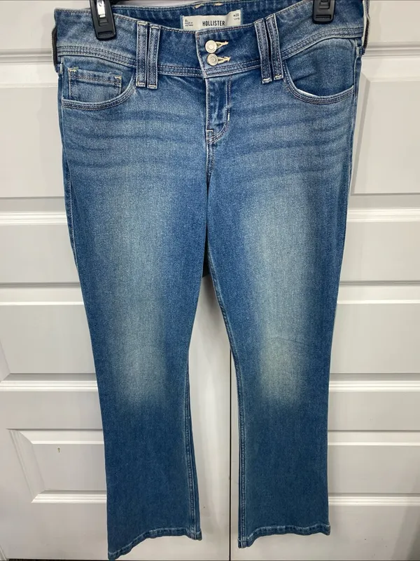 Hollister Ultra Low Rise Boot Embroidered Floral Pockets Jeans Retro 6L W28 Long - Image 7