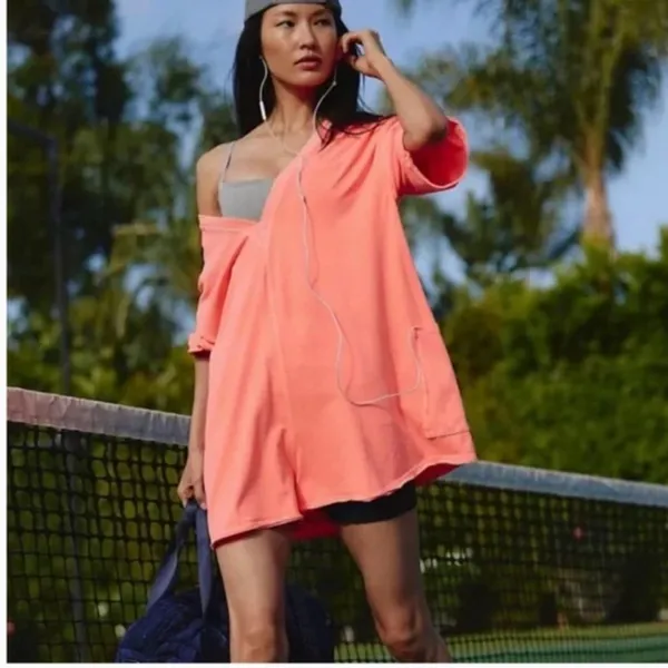 NWT Free People Movement Hot Shot Tee Romper In Tulip Pink XL - Image 3