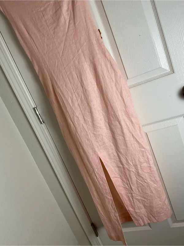 Zara Asymmetrical Linen Blend Draped Dress Woman’s Size S - Image 6
