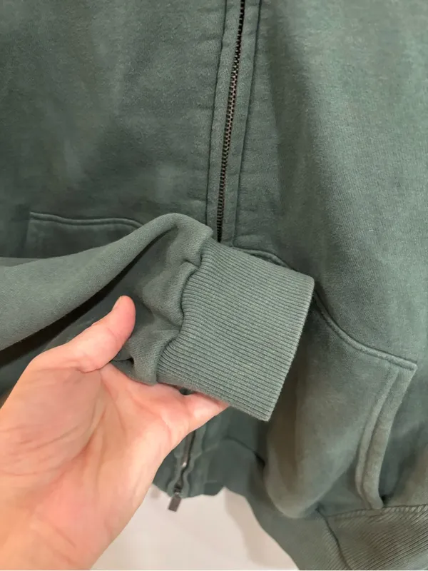 Vuori Restore Double Zip Sweatshirt Jacket in Agate Green Large Organic Cotton - Image 12