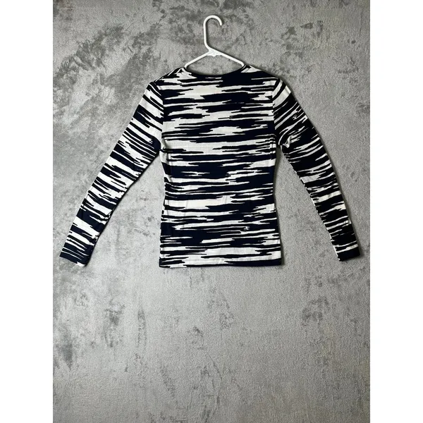 Tory Burch Abstract Print Long Sleeve Tee Minimalist Modern Art Top Small‎ - Image 3