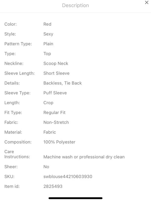 SheIn Puff Sleeve Tied Backless Crop Top - Image 6