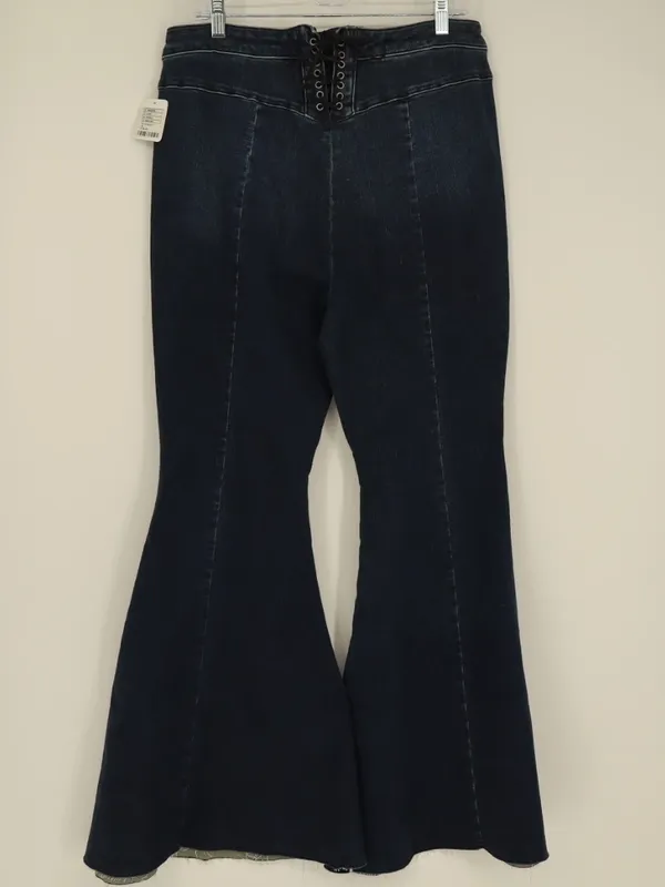 We The Free Free People CRVY Lace-Up Flare Jeans 33 Dark Wash High Rise Boho - Image 12