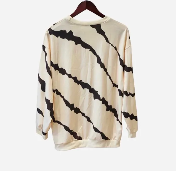 Shein Diagonal Striped Oversized Sweatshirt Brown Cream S Abstract - Image 4