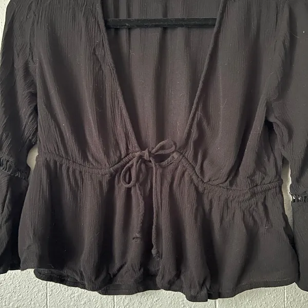 Ambiance Top Womens XS Flared Sleeve Cropped Witchy Goth Boho Dark Fairy Y2K - Image 5