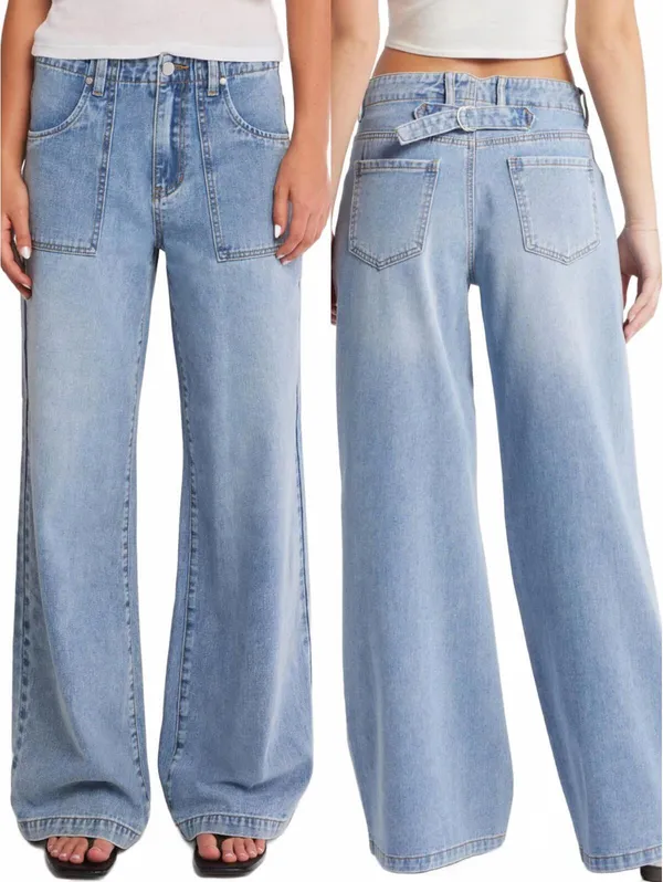 PTCL Utility High Waist Wide Leg Jeans Light Wash Indigo Size 25 - Image 2