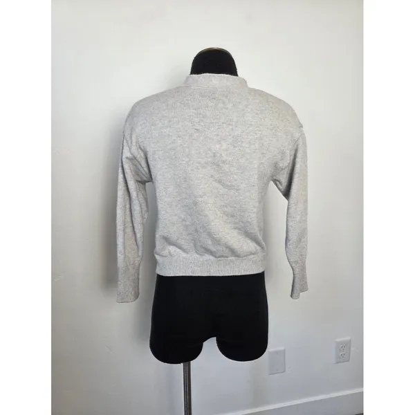 Poof Gray Cardigan Sweater Short Cozy Soft Academia Preppy Twee Old Money Small - Image 4
