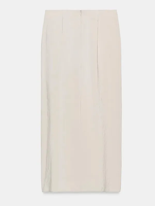 Zara NWT cream beige Draped twist front ruched Midi pareo Skirt - Image 7