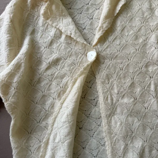 Vintage Pendleton Wool Pointelle Knit Cardigan - Image 8
