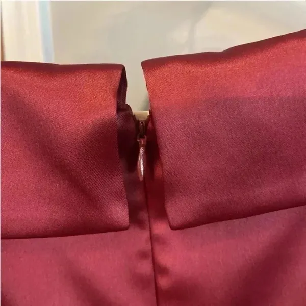 Eliza J Women's Burgundy Shawl‎ Collar Pleated Midi Sheath Party Dress Size 10 - Image 5