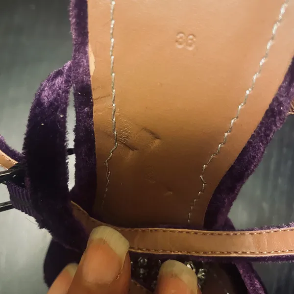NWT Velvet Platform Sandals with Bow Detail - Women 36 (6) - Purple - Image 7