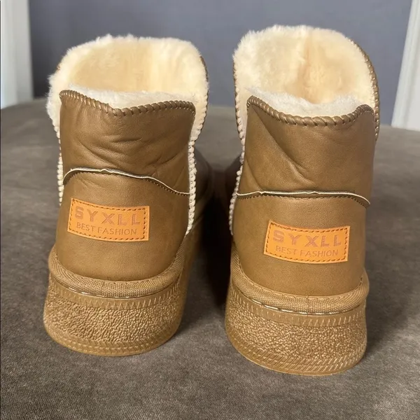Women’s Mini Platform Ankle Boots Faux Fur Lined Size 7 (EU38) NEW - Image 4
