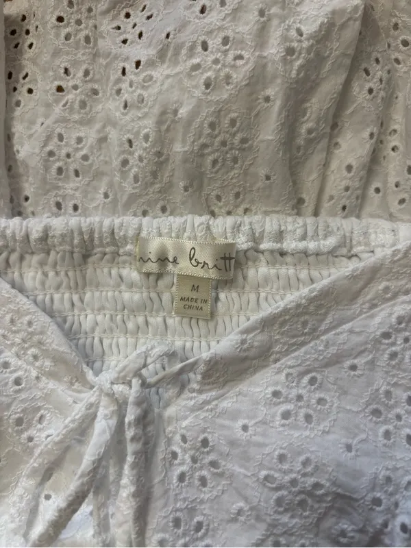 Nine Britton Plus Size White Eyelet Blouse - Image 5