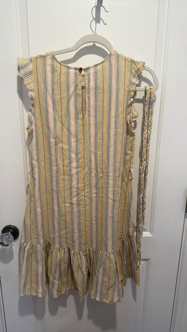 Marine Layer Yellow and Blue Striped Dress Women’s Small - Image 3