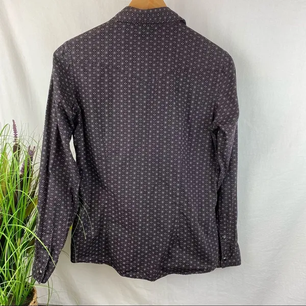 Panhandle Gray & Black Print Pearl Snap Long Sleeve Western Cowgirl Rodeo Top S - Image 3