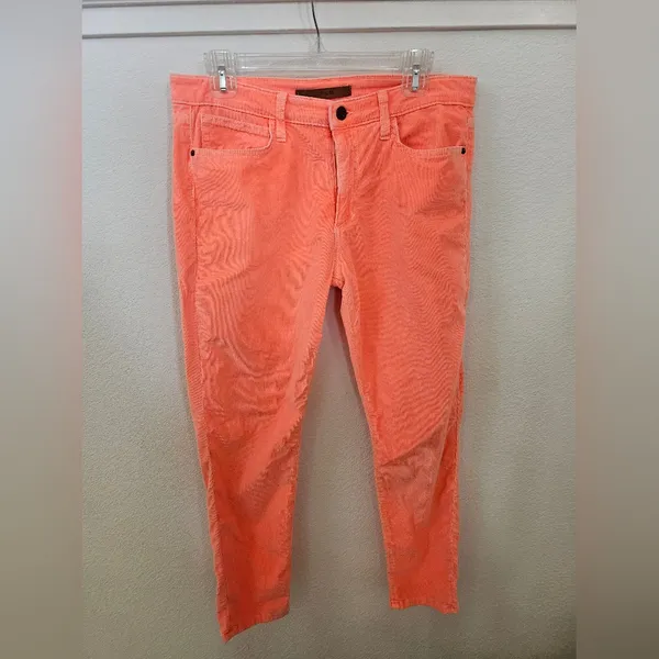 Joe’s Jeans The High Water Skinny Corduroy Pants - Neon Coral Orange - Size 31 - Image 3