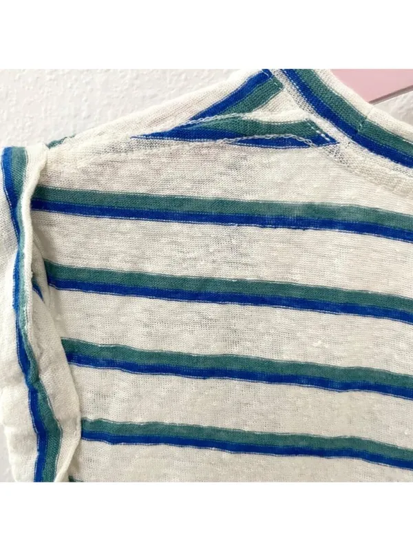 Veronica Beard Arion Linen Muscle Tank Blue Stripe S Coastal Preppy Nautical - Image 8