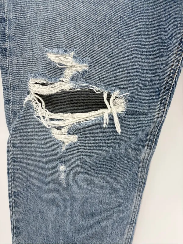 AGOLDE 90's Crop Mid-Rise light blue distress Loose Straight Jean denim size 28 - Image 4