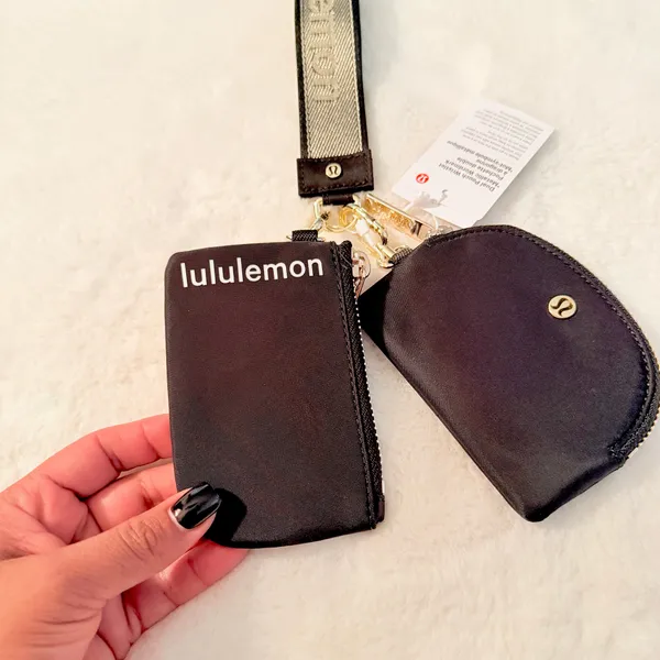 Lululemon Dual Pouch Wristlet Black Gold - Image 3