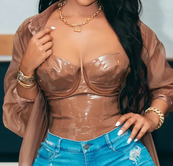 House Of CB Octavia coffee vinyl bodysuit - Image 4