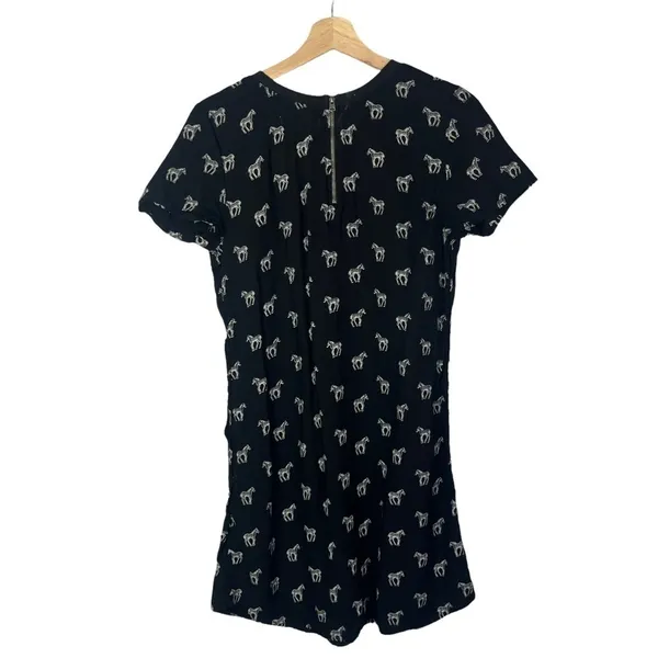 Abercrombie & Fitch A&F Black‎ White Zebra Short Sleeve Shift Dress M - Image 2