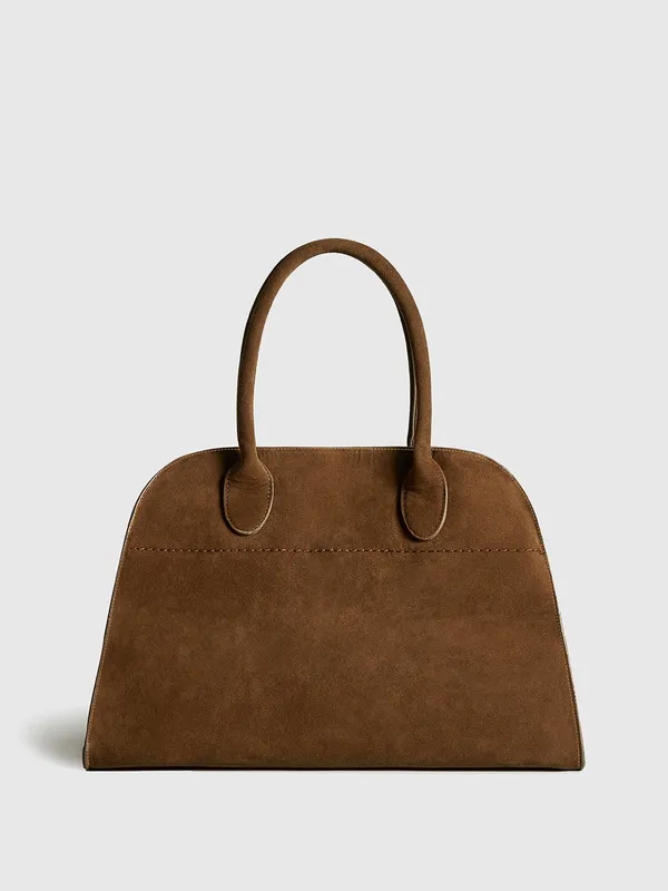 COMMENSE Retro Side Buckle Top Handle Tote Bag Brown Gold NWOT Sold Out - Image 3