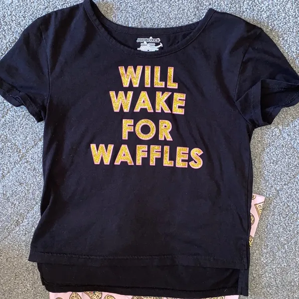 Joe Boxer Will Wake For Waffles Pink and Gold Glitter Pajama Set - Image 2