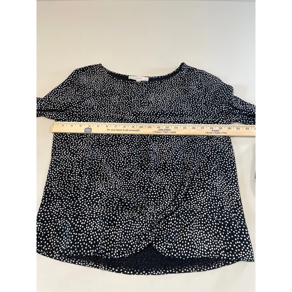 Ann Taylor LOFT Polka Dot Knot‑Front Top Size M Black White - Image 4