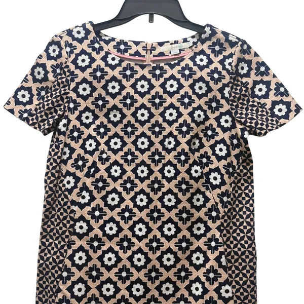 Boden Women's Dress Geometric Floral Print Short Sleeve Lt Pink‎ Navy Size 6 - Image 2