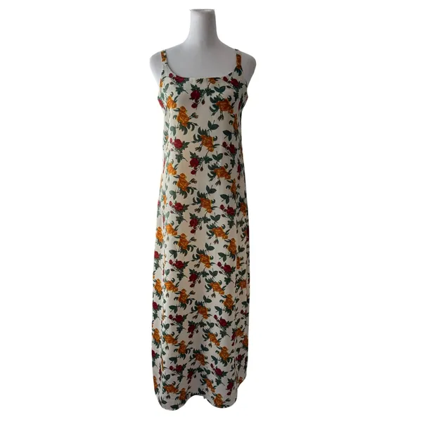 Vintage ‘90s Temper Ivory Rose Print Sleeveless Maxi Dress - Image 2