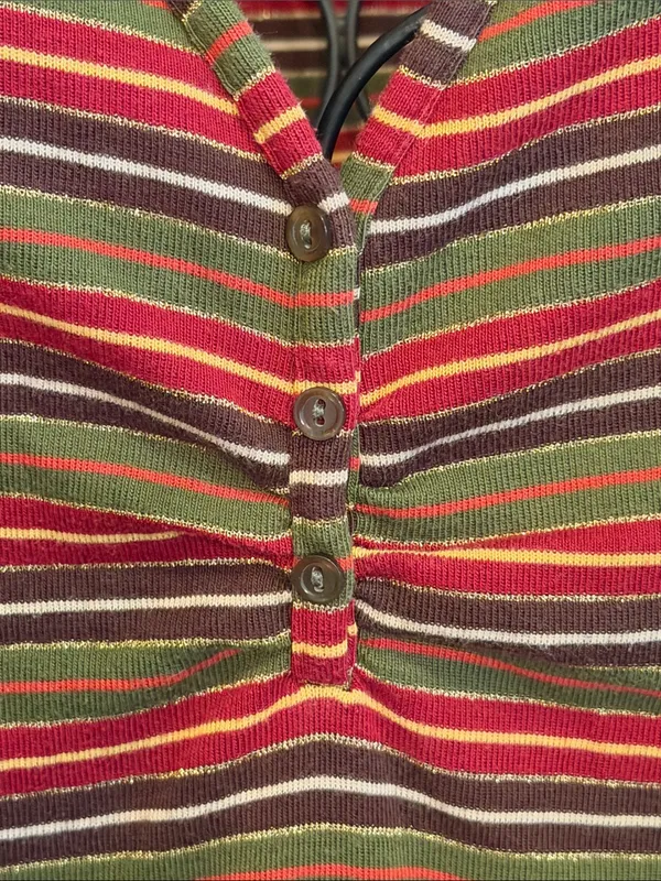 🎇🎇🎇3for 12$🎇🎇🎇Cato Striped Polo Top in Red, Olive & Brown-XL - Image 5