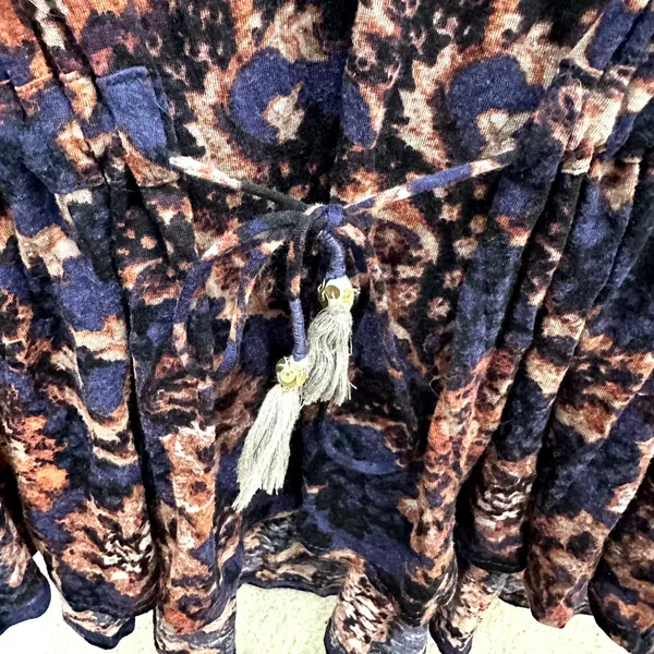 Free People Blouse Womens Small Purple Floral Tassel Peplum Boho Knit‎ Top - Image 3
