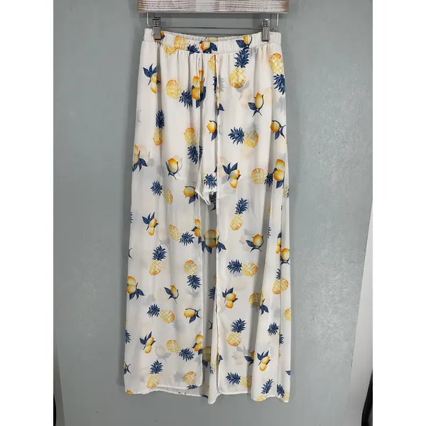 Altar'd State Womens Maxi Skirt Tropical Pineapple Lemon Print White Small - Image 2