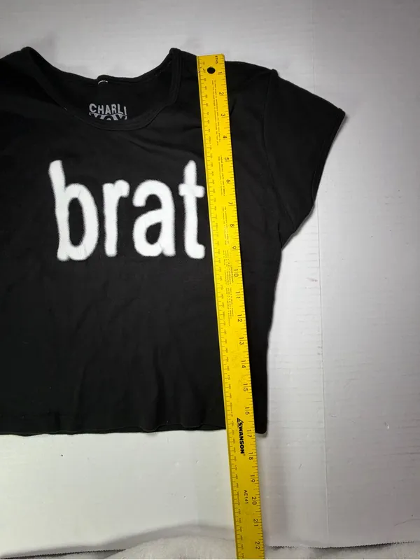Charli XCX Black 'brat' Graphic Crop Top Size undefined - Image 4