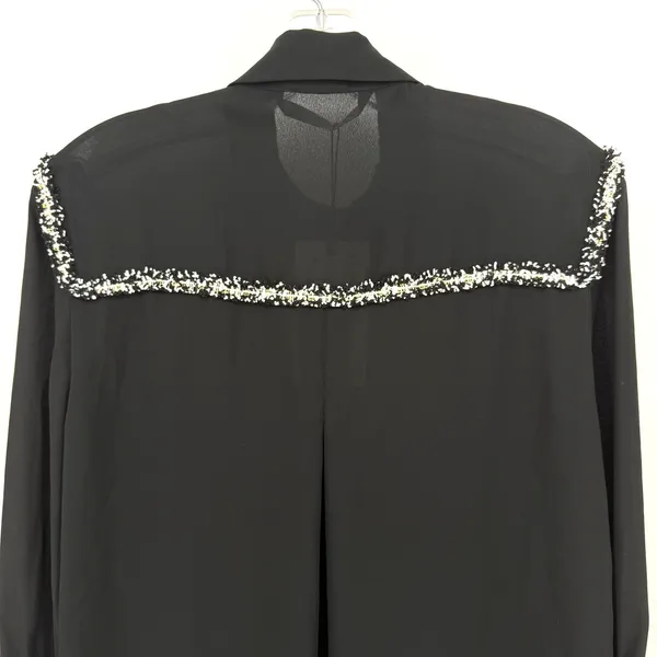 Zara Blouse Womens S Black Tweed Boucle Minimalist Workwear Classic Luxury Chic - Image 11