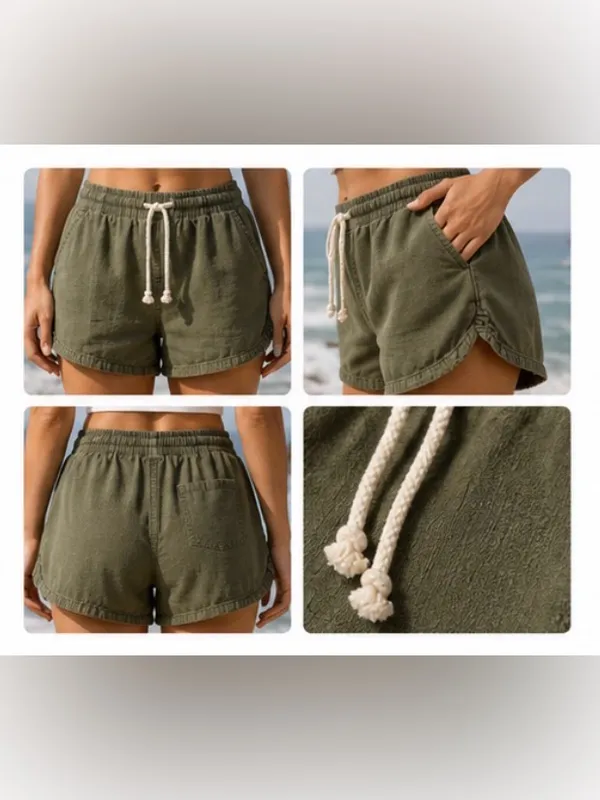 Aerie Olive Green Woven Pull-On Dolphin Shorts Size Small - Image 2