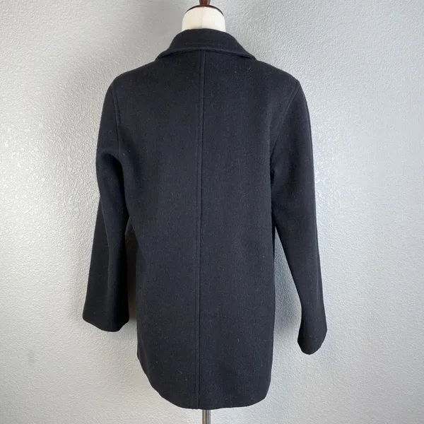 Marvin‎ Richards Vintage Over Coat Peacoat Size 6 Black Wool Anchor Buttons USA - Image 6
