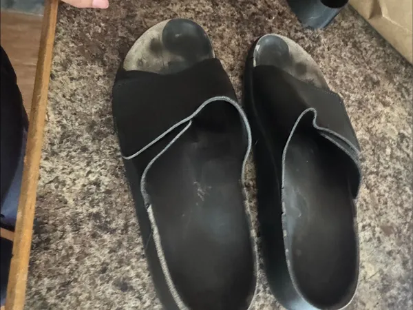 Ecco Black Slide Sandals with Textured Soles - Image 3