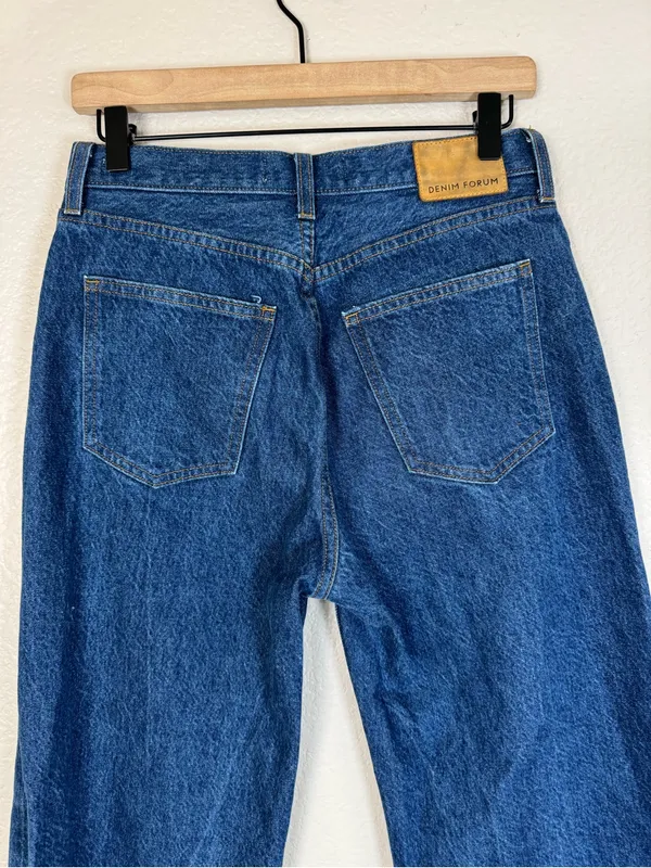 Aritzia Denim Forum The Farrah High Rise Wide Leg Jeans 30 L size 28 Dark Blue - Image 10