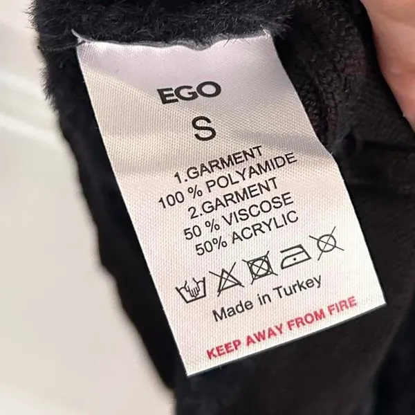 EGO CONTRAST SHEER KNIT FLUFFY Body con mini dress black small - Image 8
