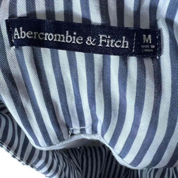 Abercrombie & Fitch Paperbag Stripe Shorts Navy White Coastal High Rise Size M - Image 4